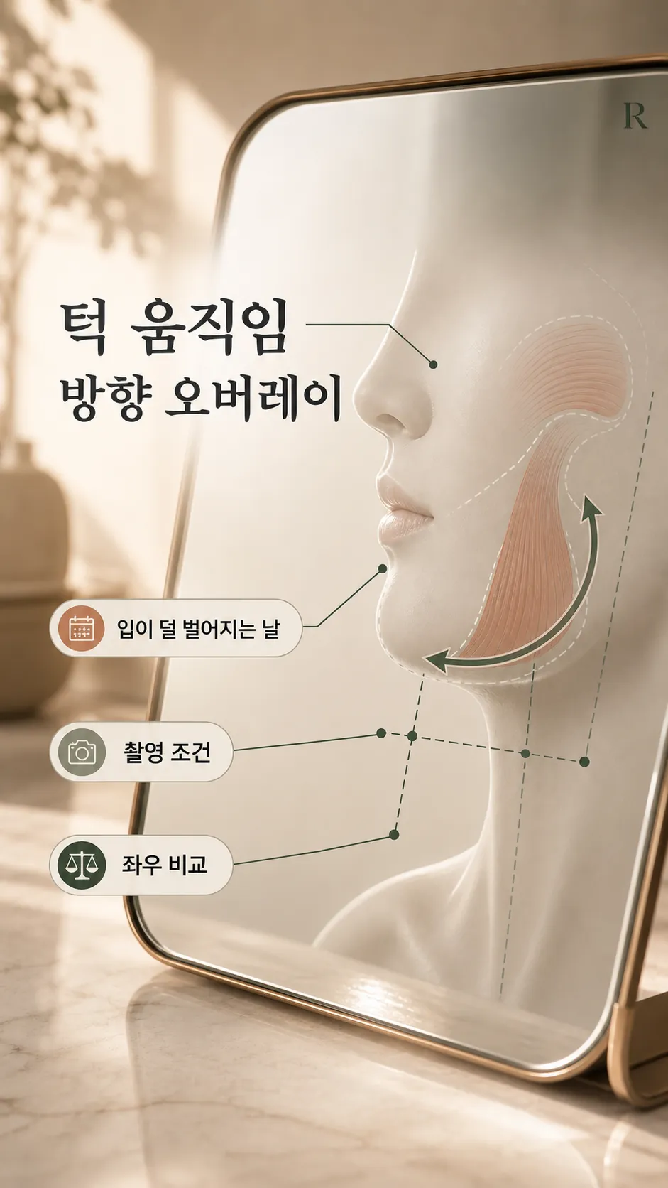 턱관절과 좌우 교근 긴장 차이 단면 모식도