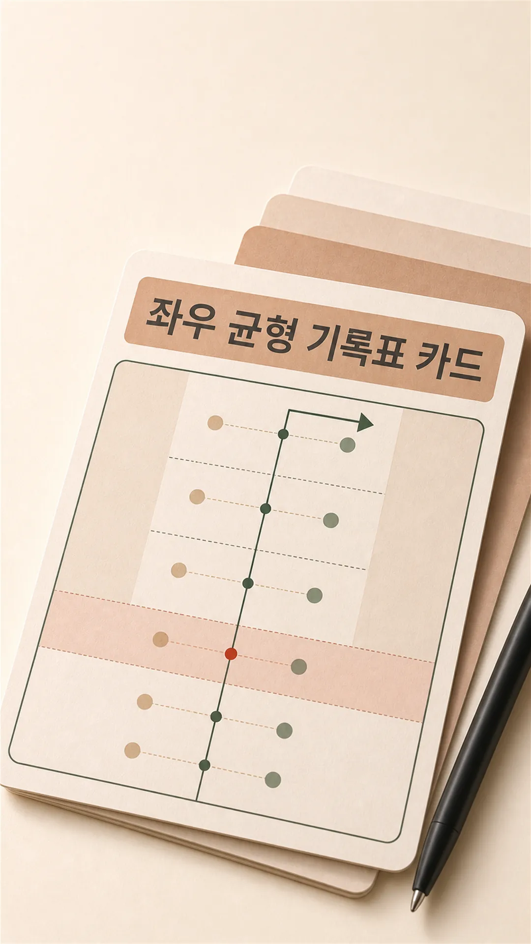 좌우 균형 기록표 카드 클로즈업