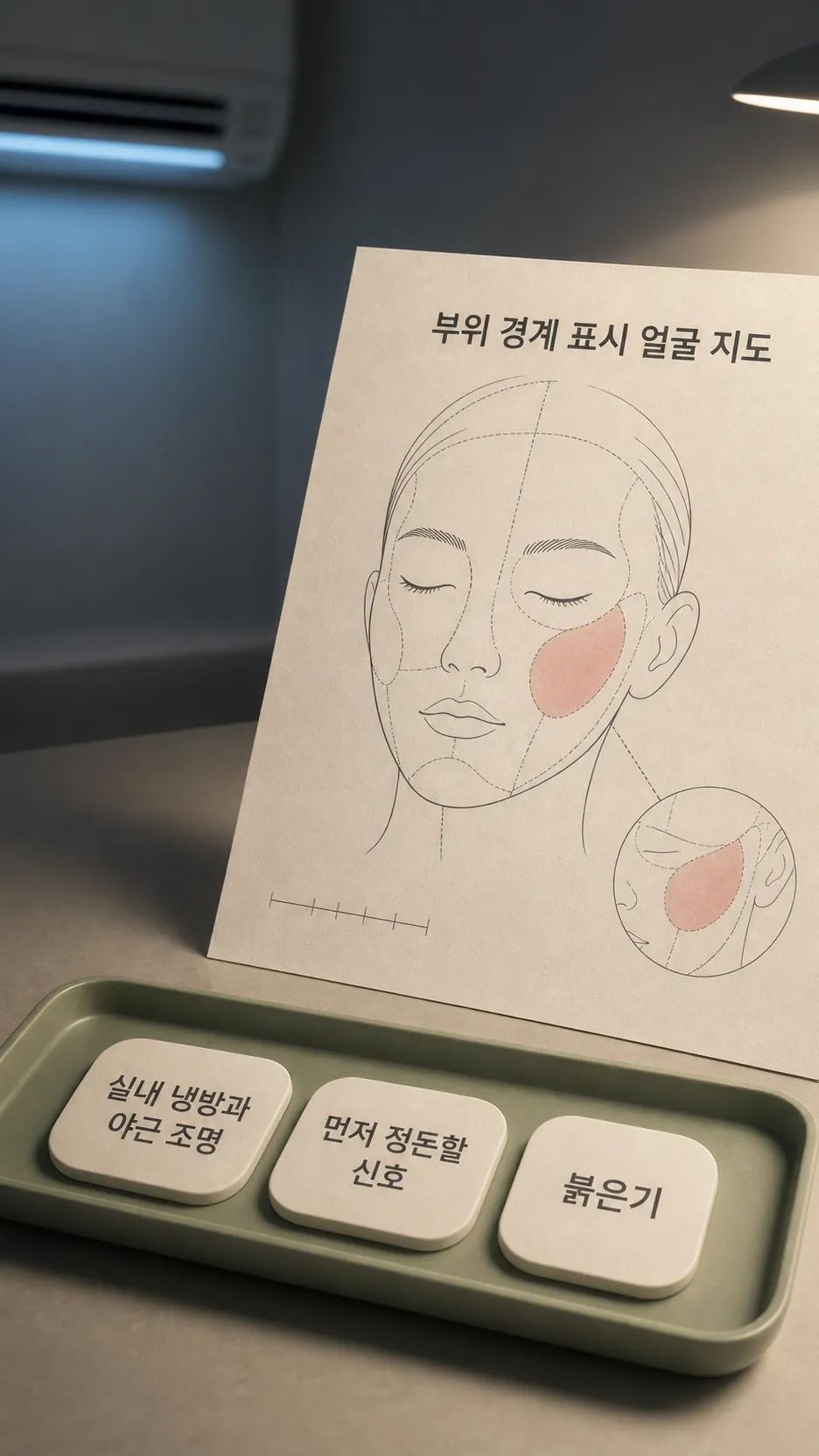 상담 기준 먼저 정돈할 부위 경계 표시 얼굴 지도
