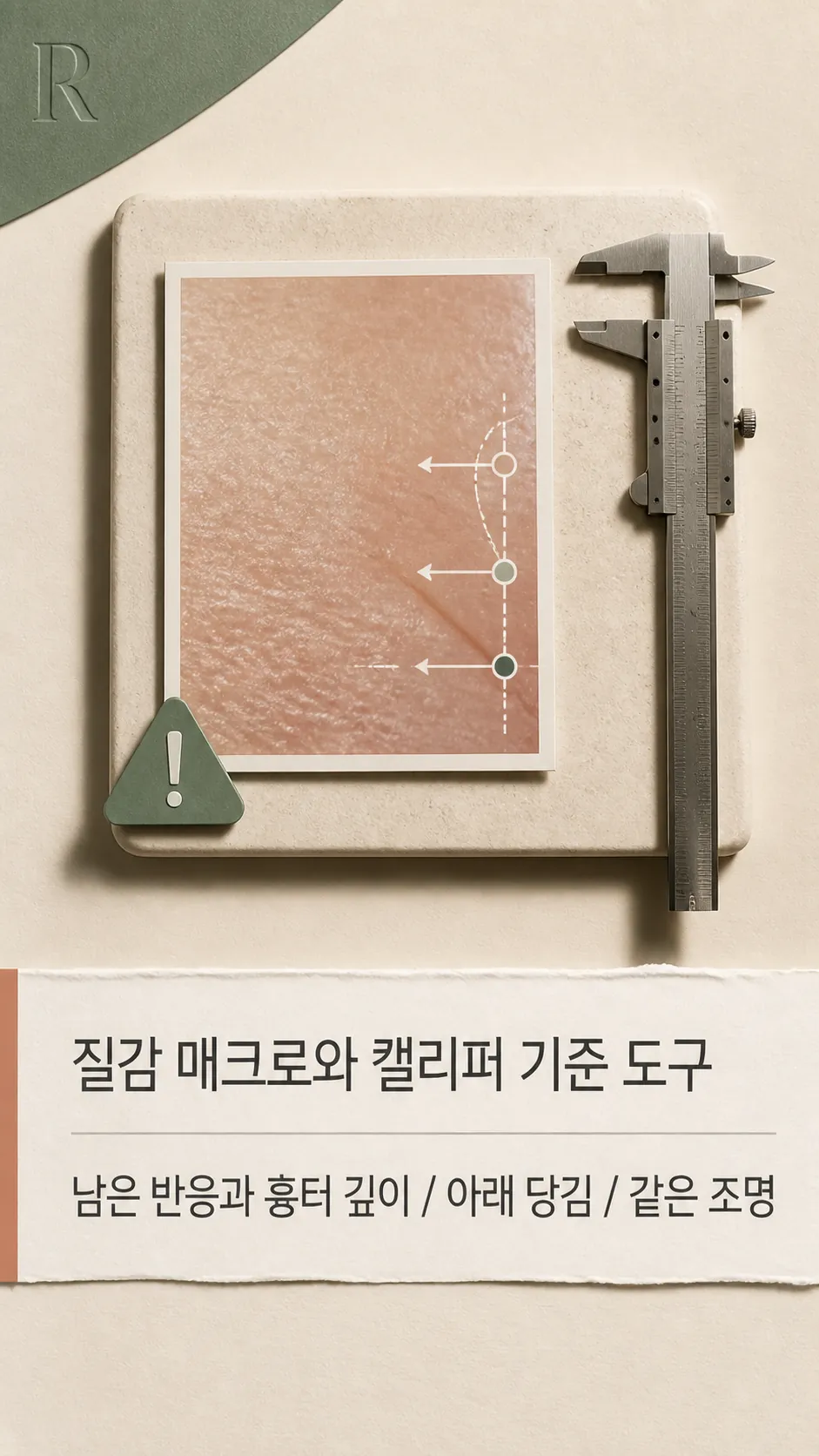 피부 질감 매크로와 캘리퍼 기준 도구
