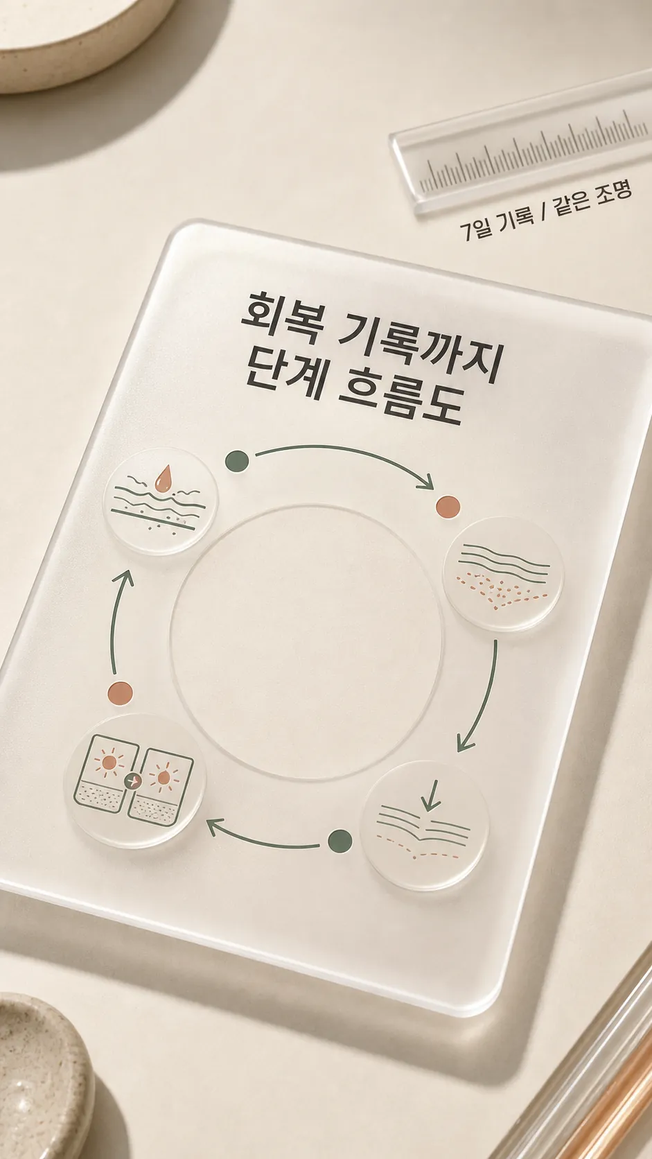염증 진정부터 회복 기록까지 단계 흐름도