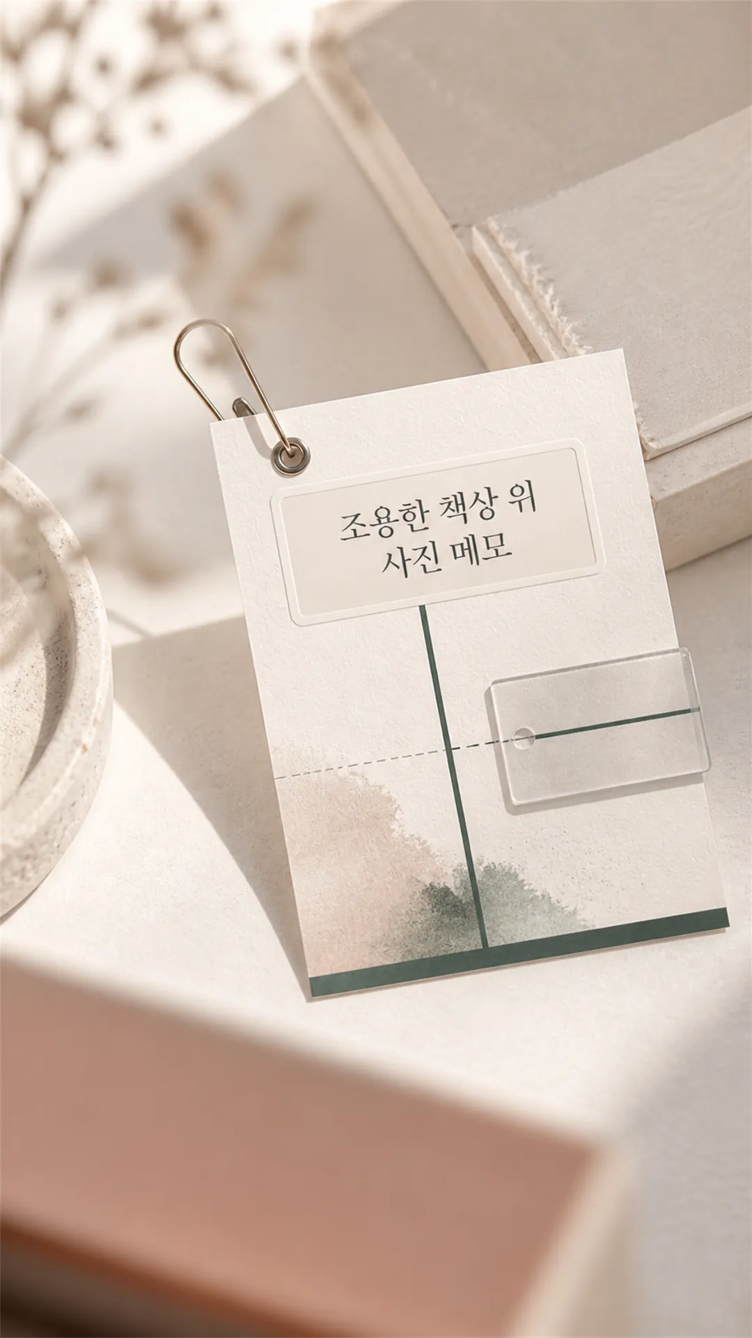 조용한 책상 위 사진 메모