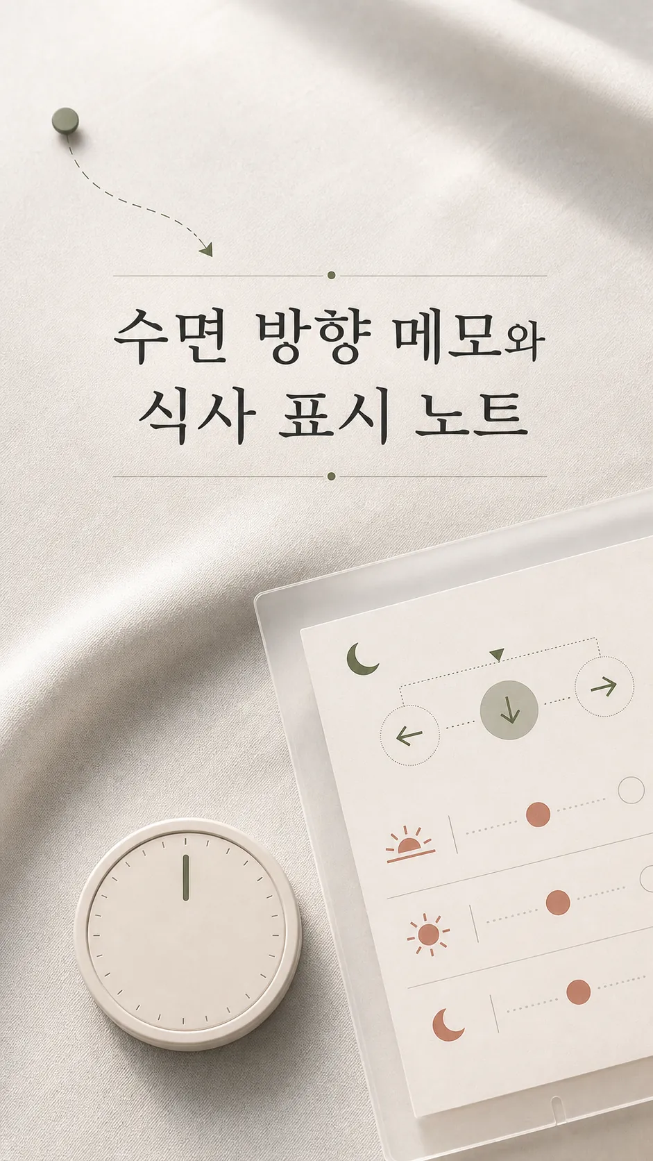 수면 방향 메모와 식사 표시 노트
