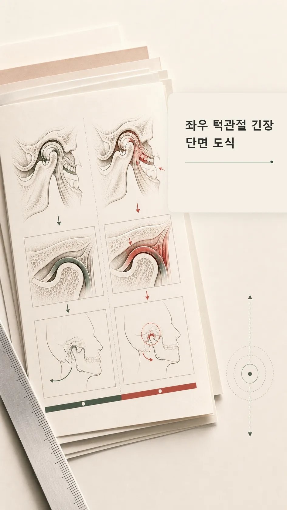 좌우 턱관절 긴장 단면 도식