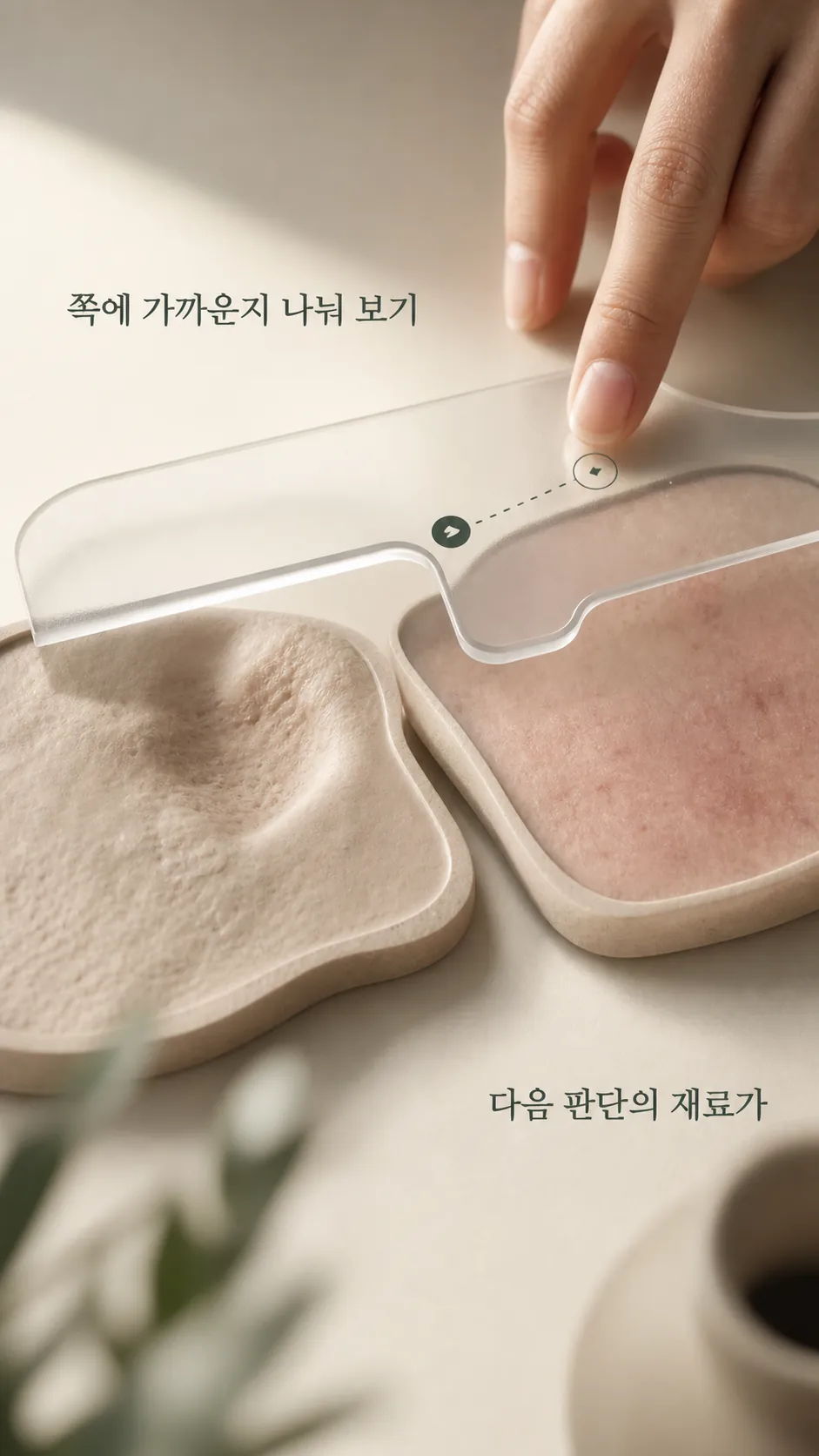 같은 조명 피부 경계 손가락 기준점 확인 장면