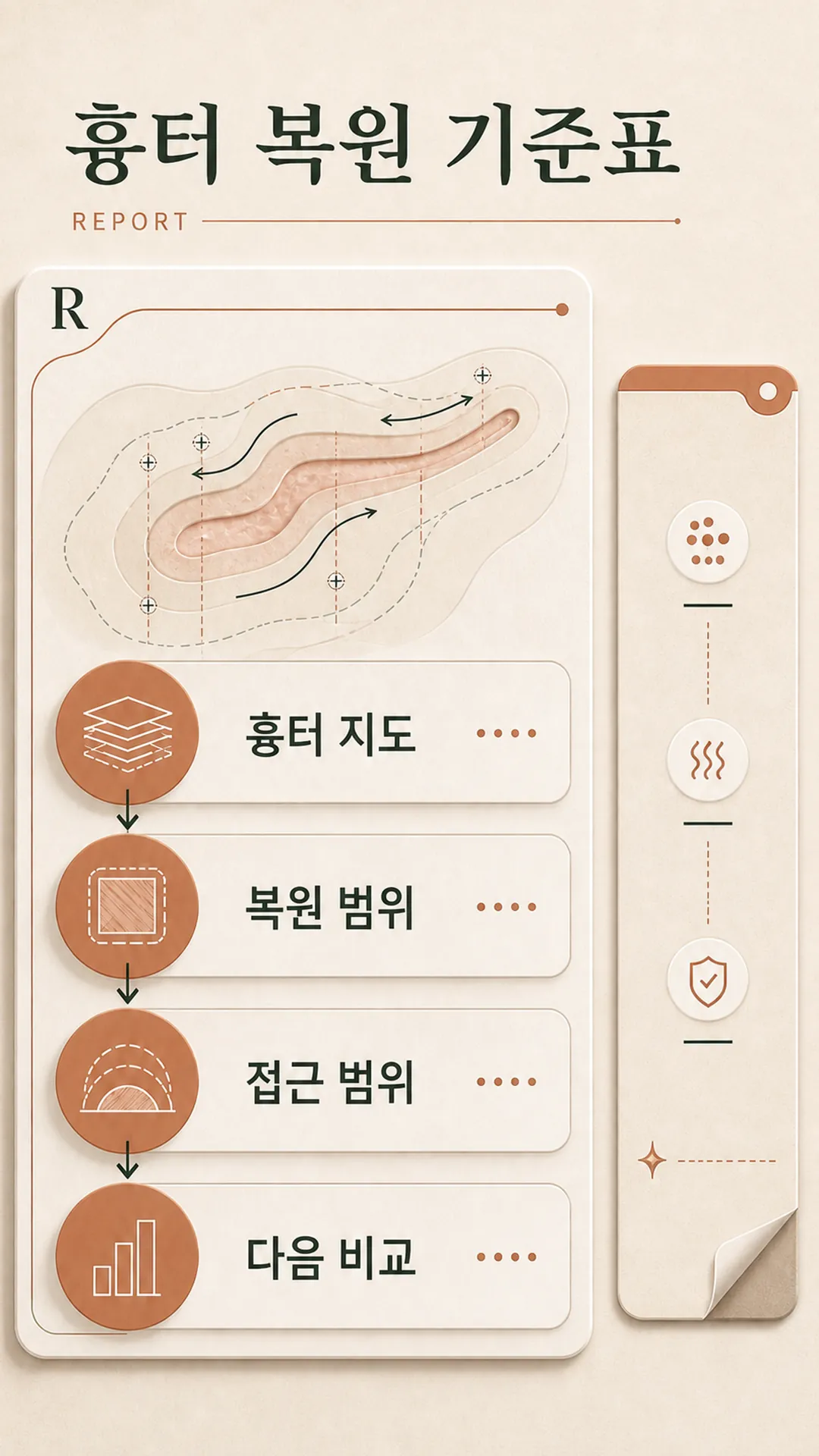 형태별 접근 깊이·방향 표시 기준 카드