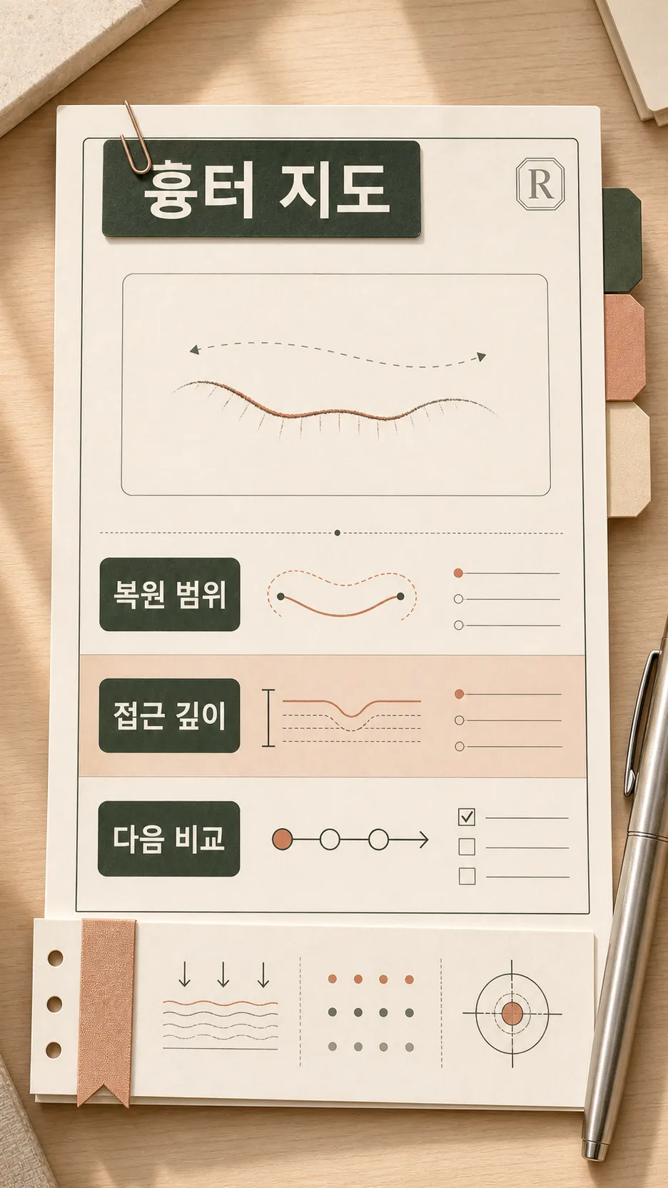 옆조명 단면 사진 기록 노트 클로즈업