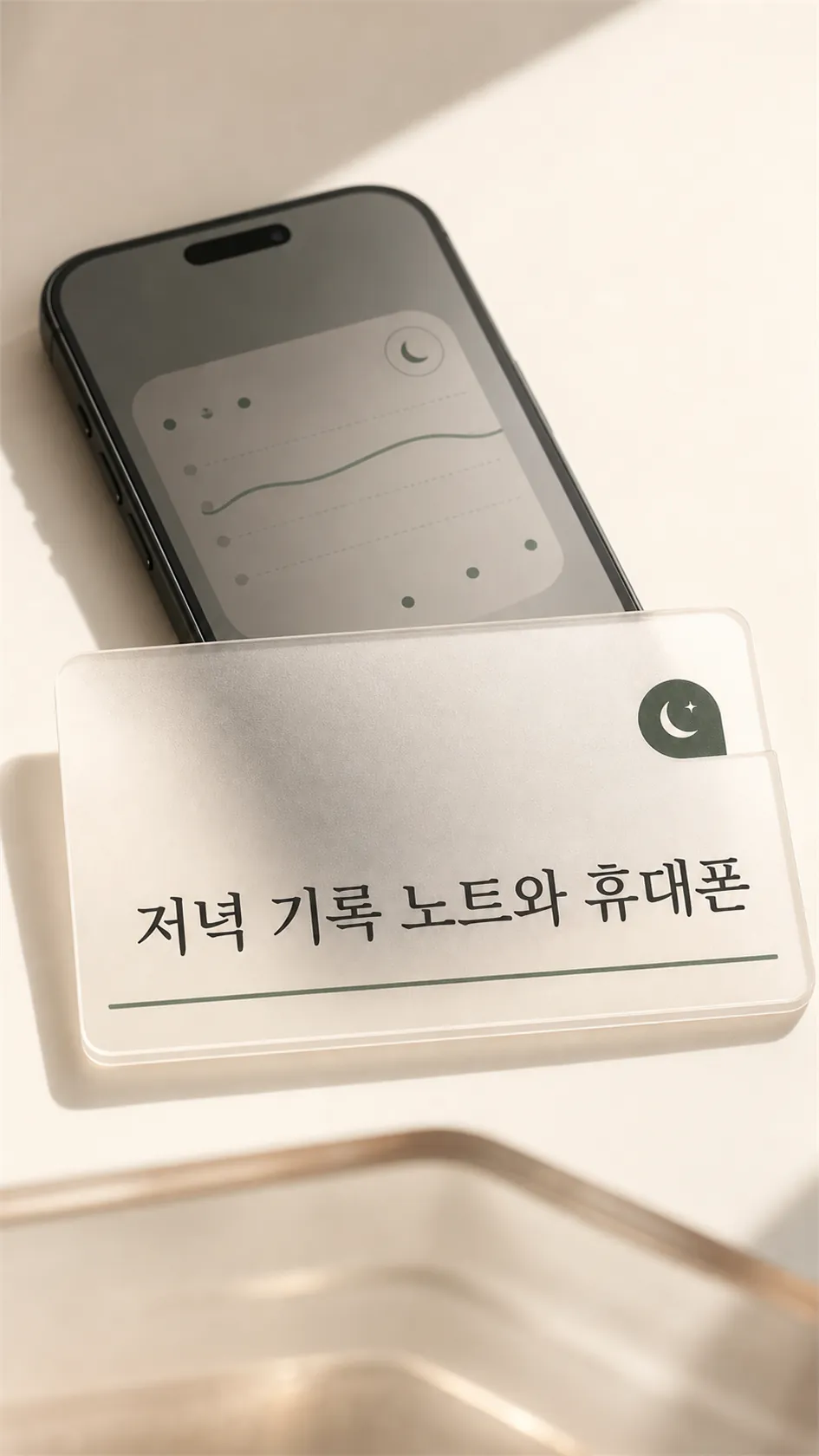 저녁 기록 노트와 휴대폰