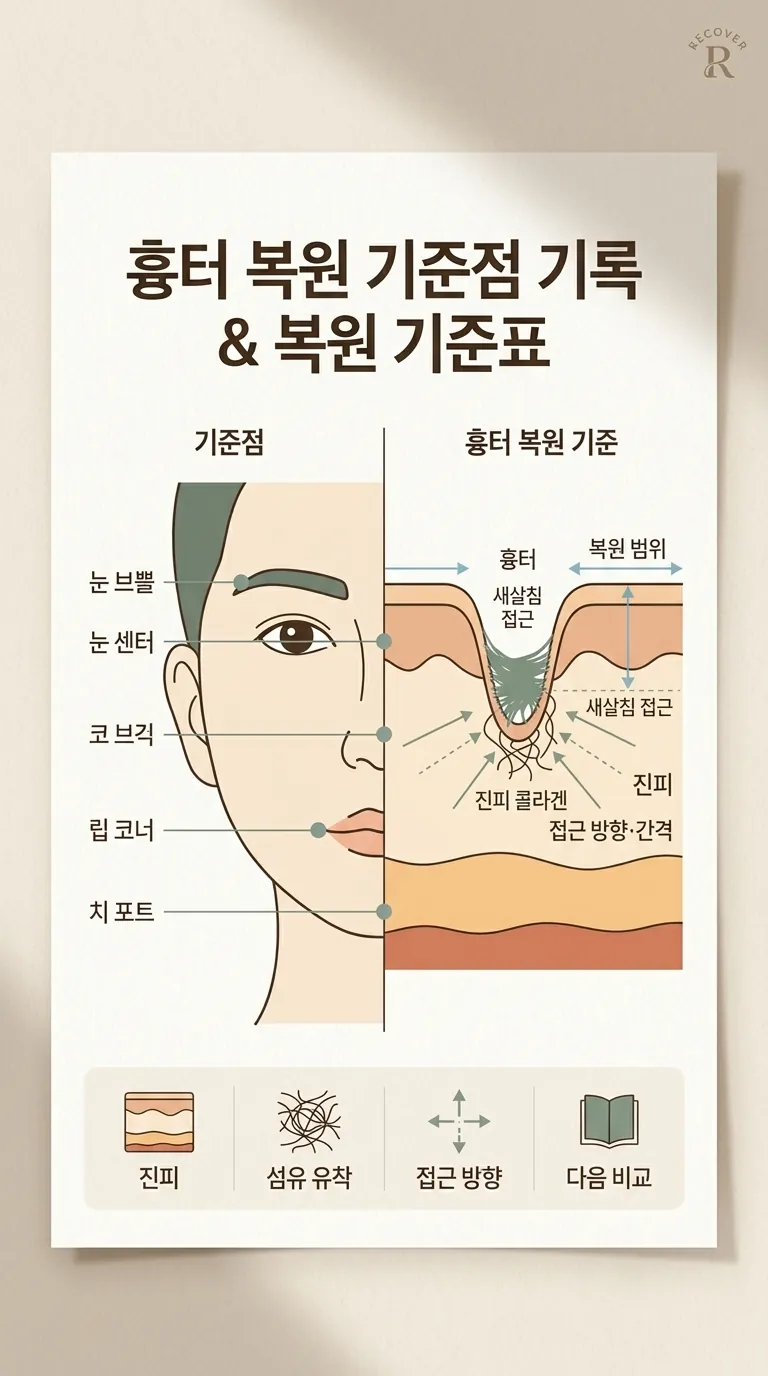 얼굴 기준점 기록 기준 흉터 복원 기준표