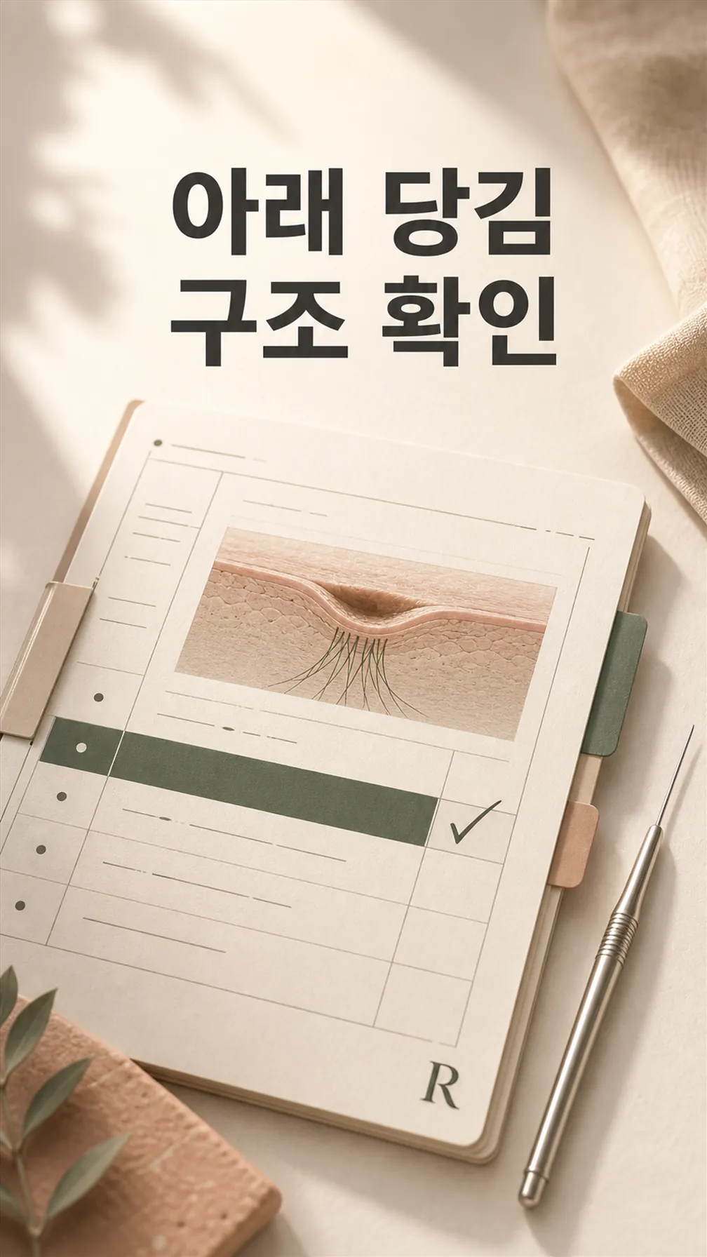 니들 정밀 실루엣과 기록 노트 클로즈업
