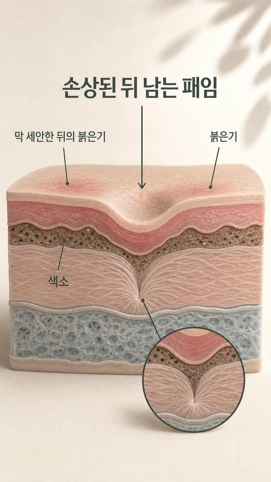 피부 표면과 진피의 패임 구조 모식도