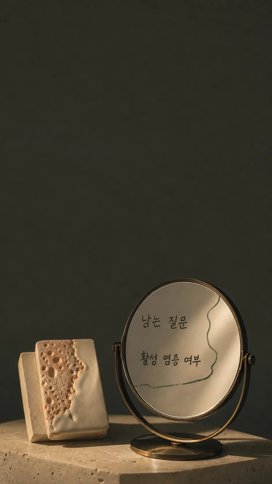 저녁 조명 아래 흉터 경계 옆빛 주제 단서 정물