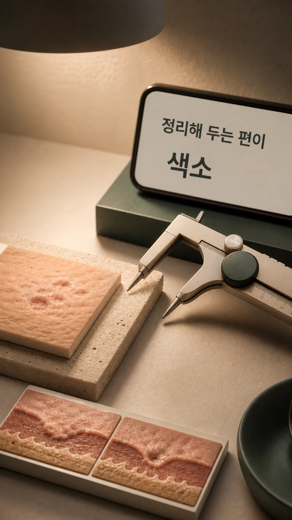 피부 질감 매크로와 캘리퍼 기준 도구