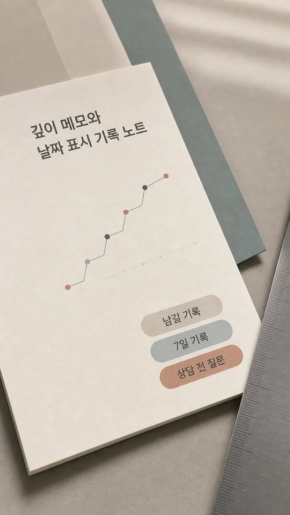 상담 전 흉터 깊이 메모와 날짜 표시 기록 노트
