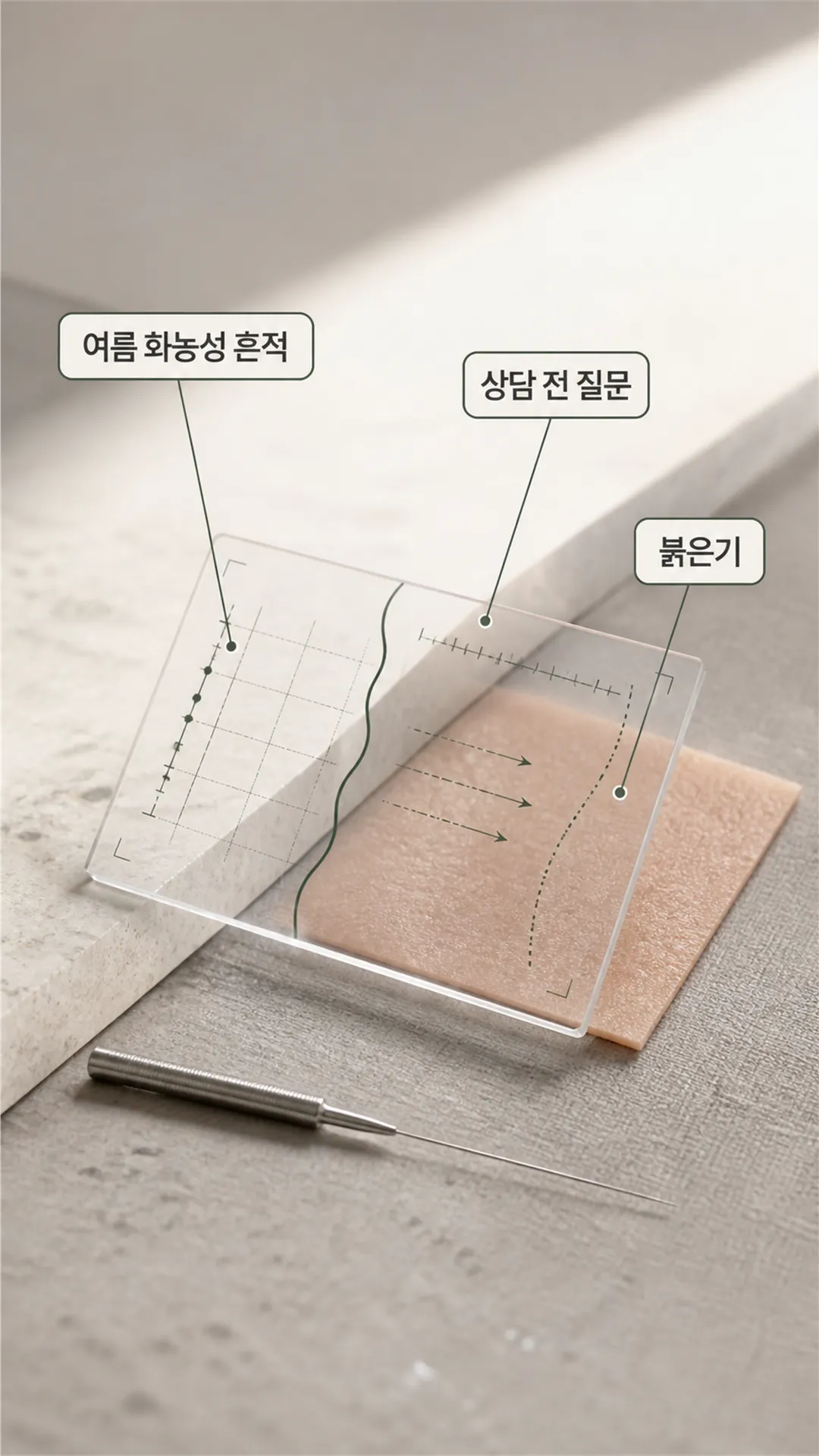 같은 조명 피부 경계 확인 장면