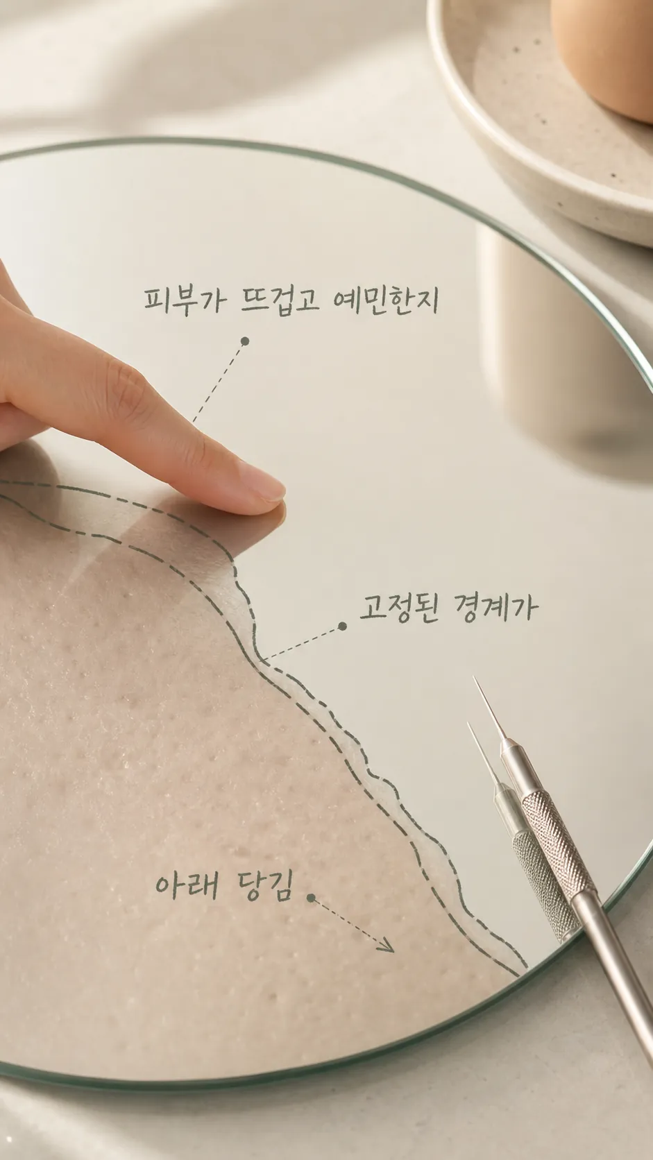같은 조명 피부 경계 손가락 기준점 확인 장면