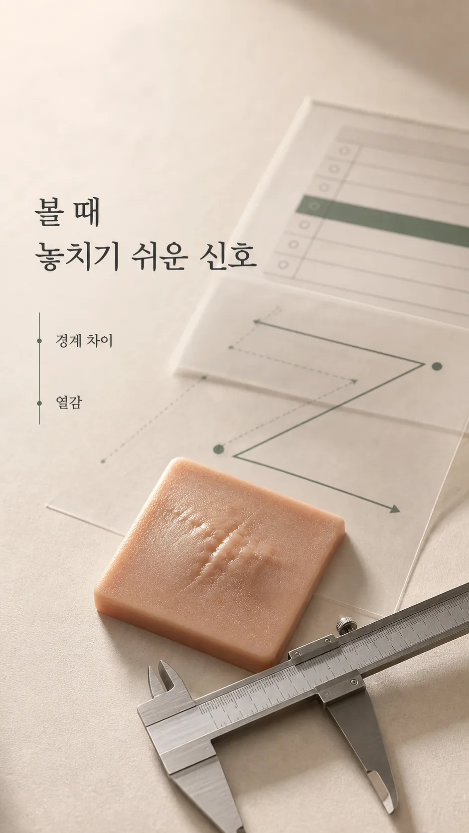 피부 질감 매크로와 캘리퍼 기준 도구
