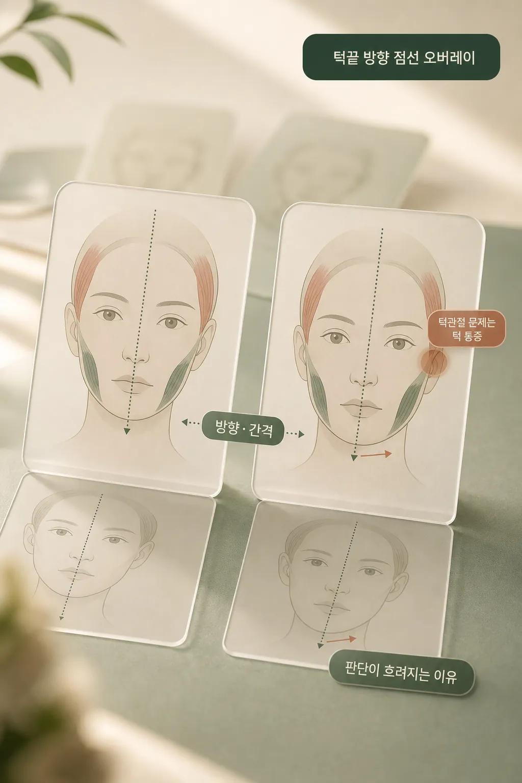 턱끝 방향 점선 오버레이