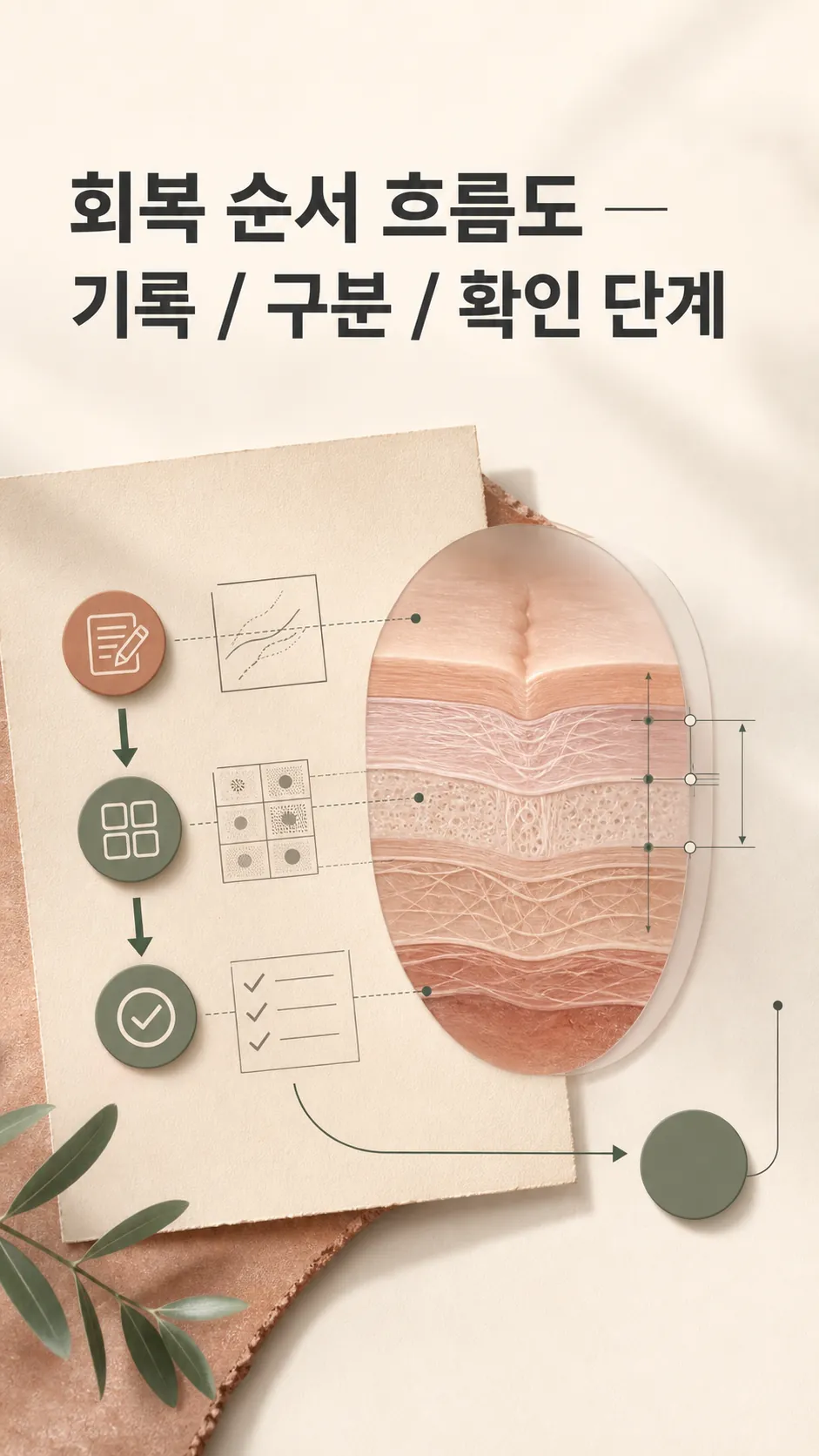 회복 순서 흐름도 — 기록·구분·확인 단계