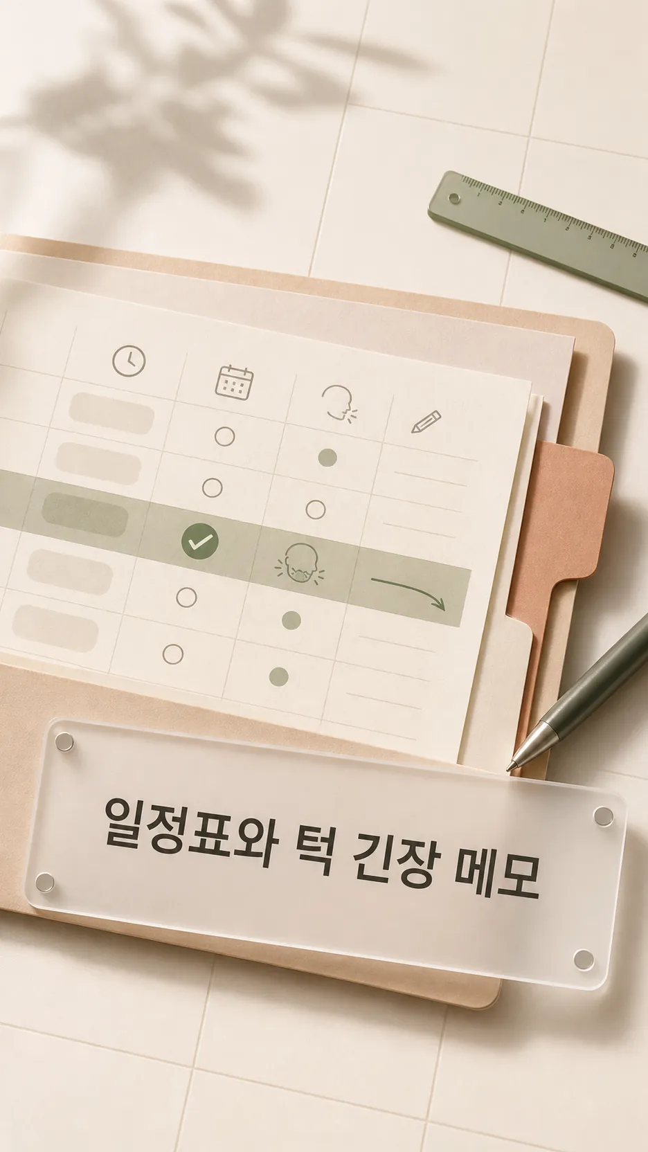 일정표와 턱 긴장 메모