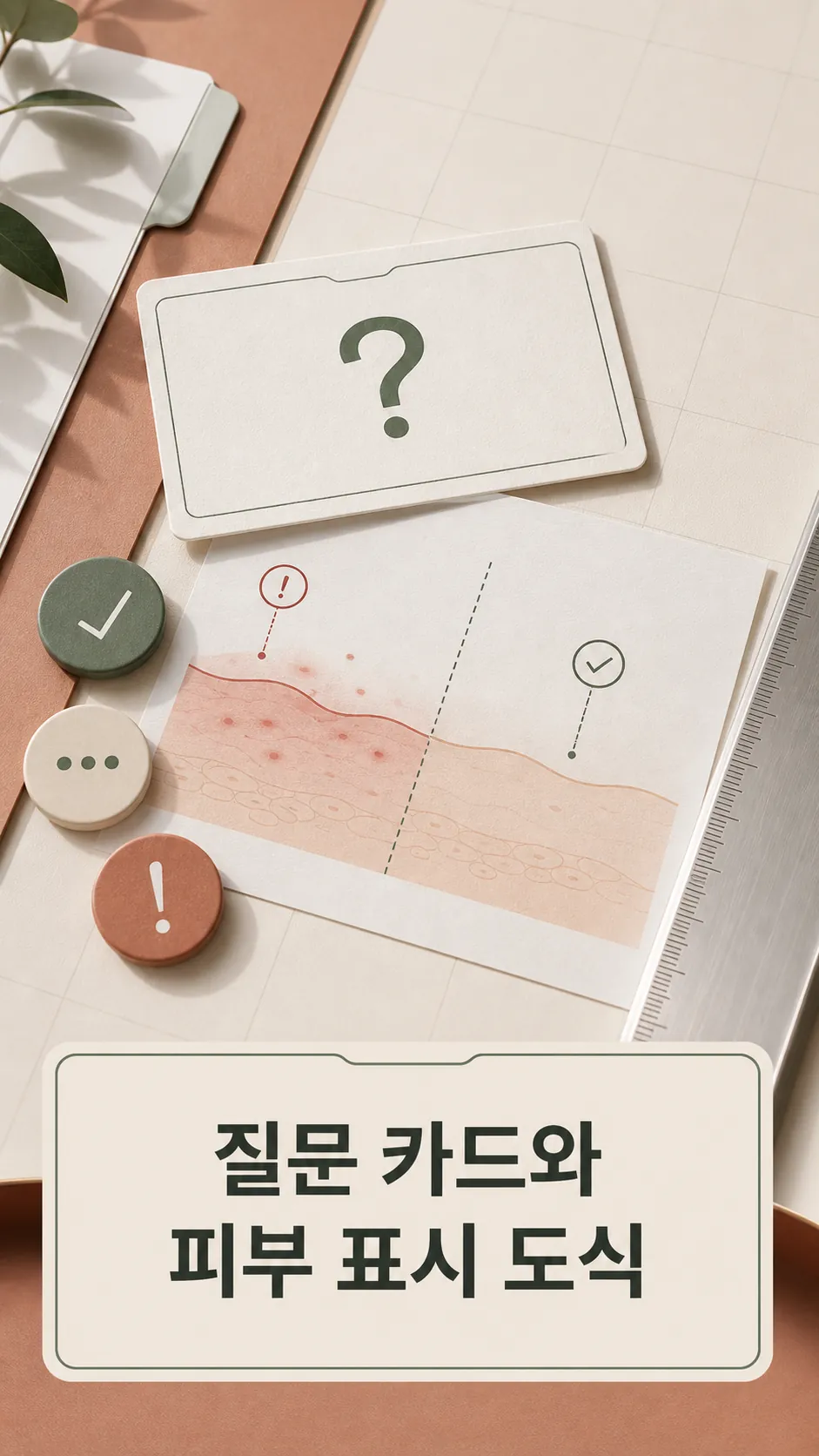 질문 카드와 피부 표시 도식