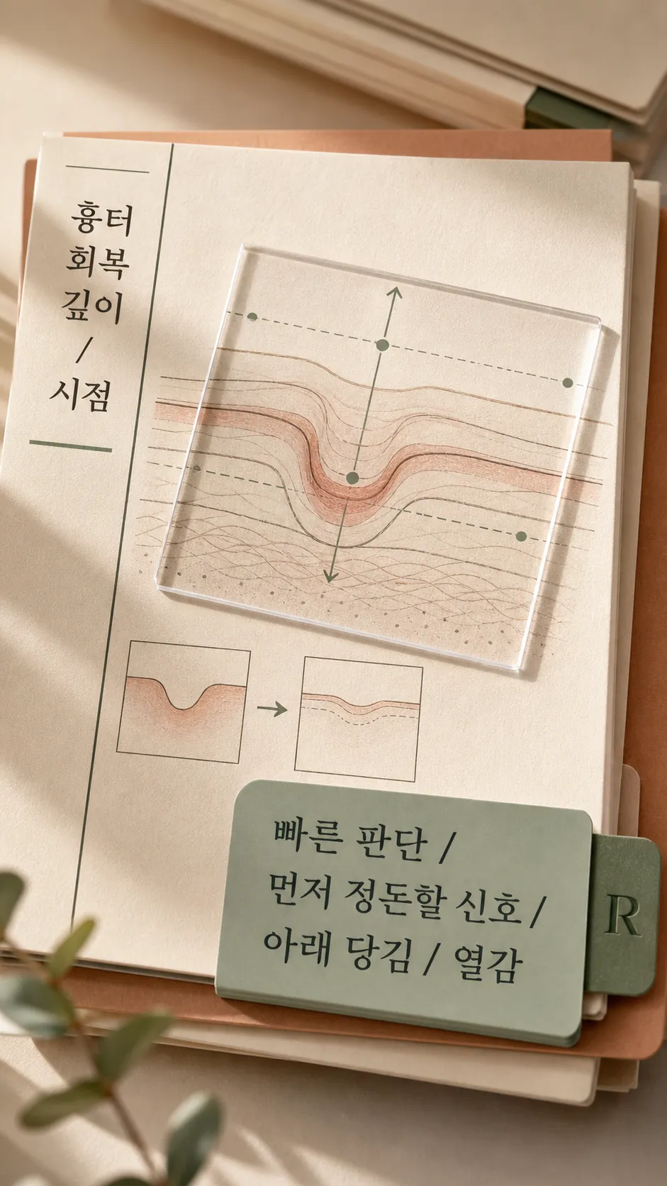흉터 회복 깊이·시점·회복 기준 3라벨 요약