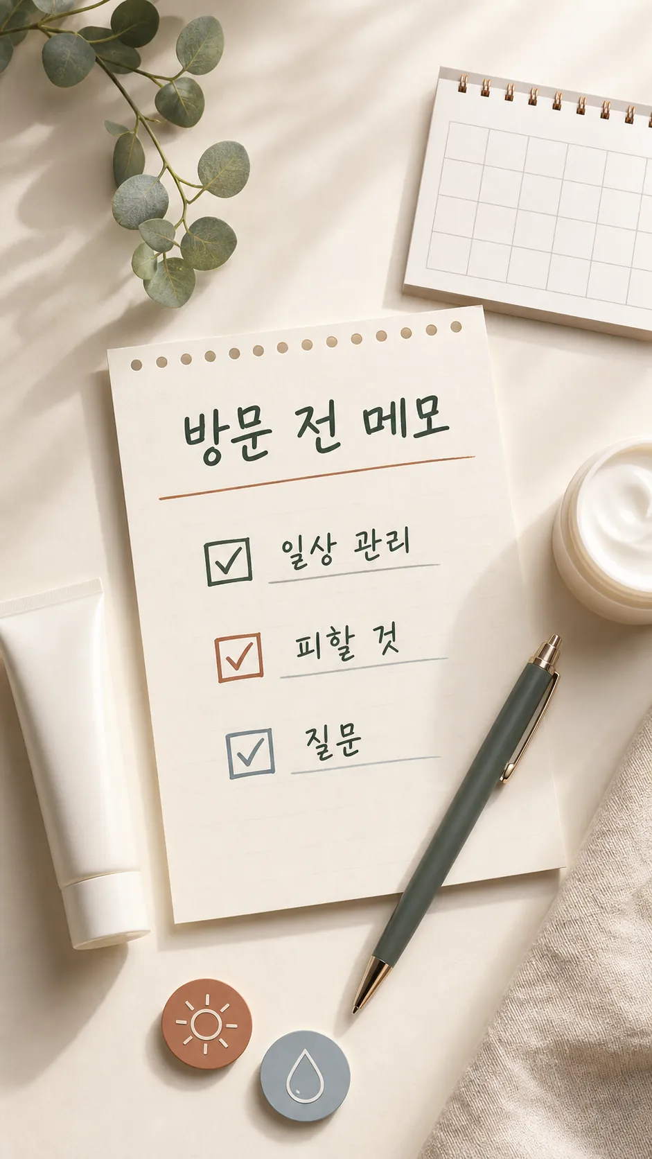 정밀 니들 실루엣과 기록 노트 정물