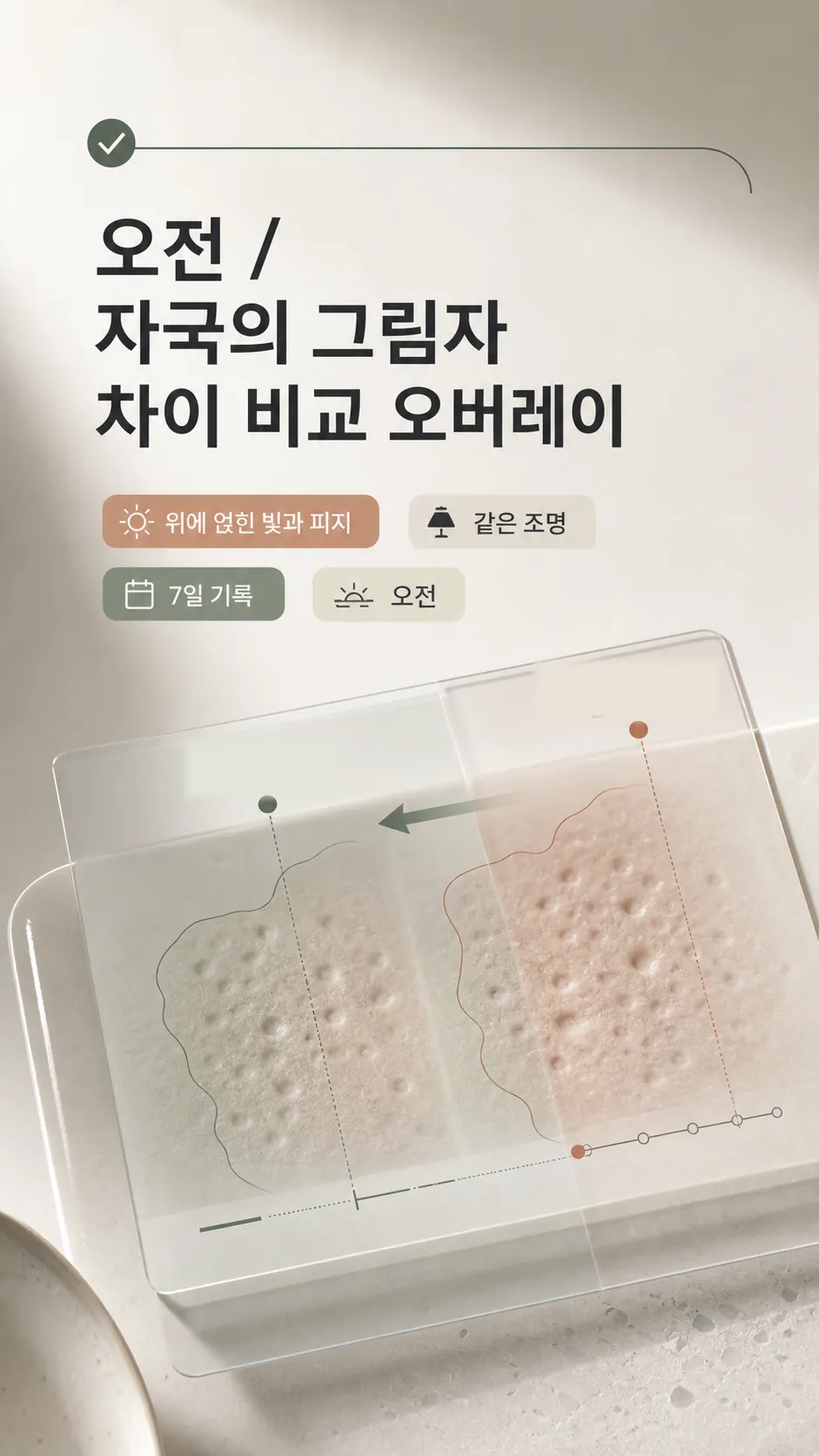 오전·오후 같은 자국의 그림자 차이 비교 오버레이