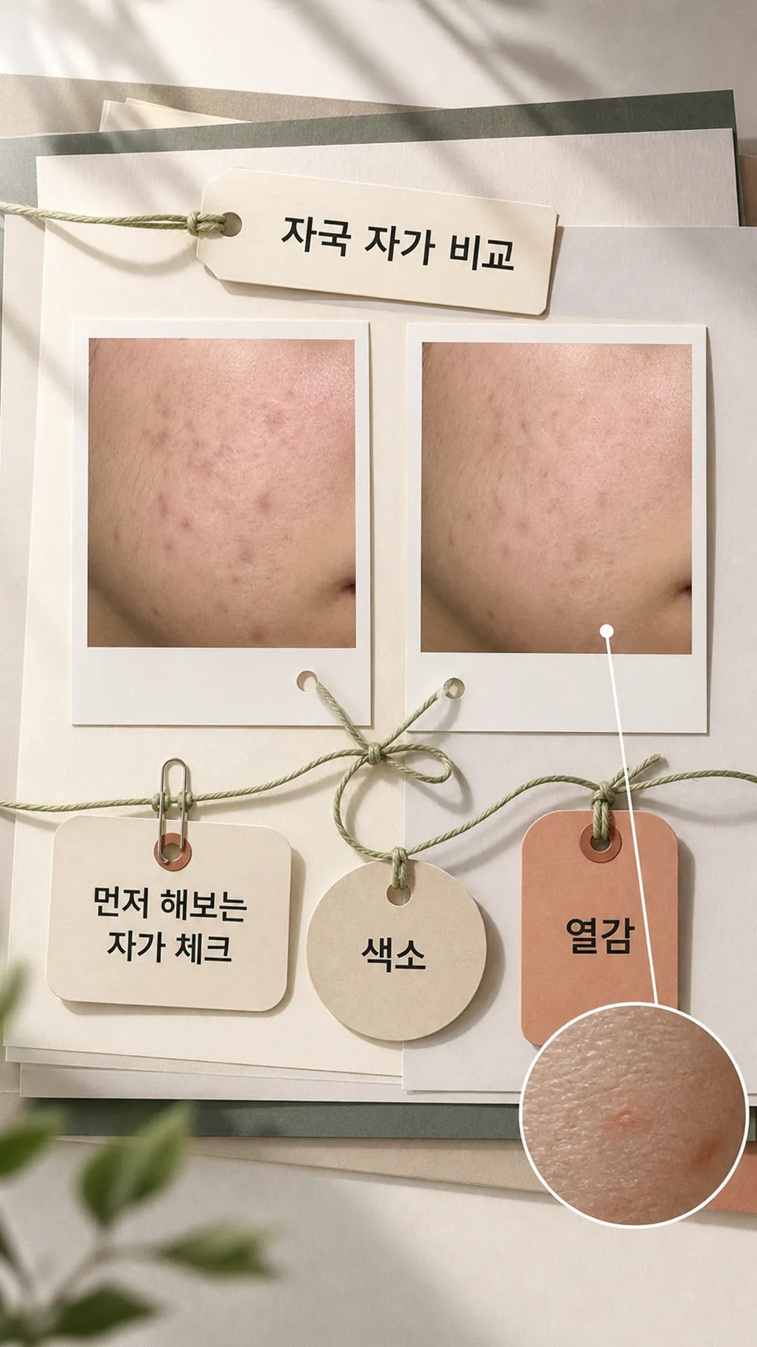 같은 창가에서 이틀 간격으로 찍은 자국 자가 비교 장면