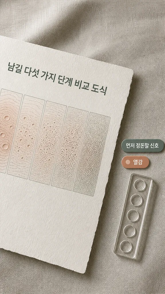 집에서 사진으로 남길 다섯 가지 단계 비교 도식