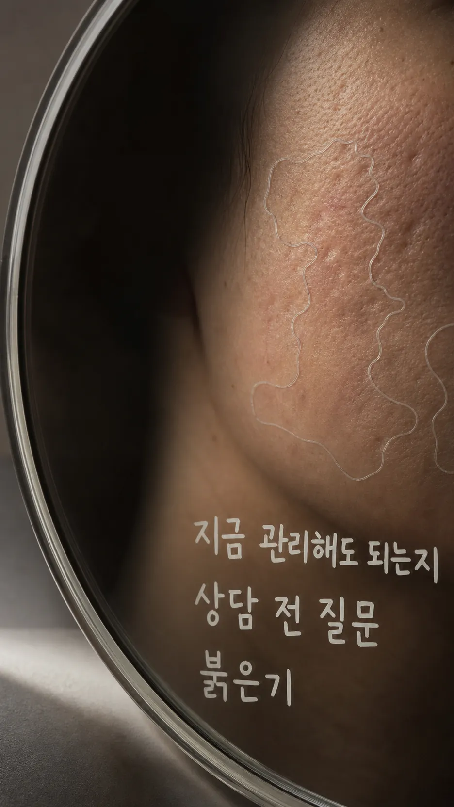 같은 조명 피부 경계 확인 장면