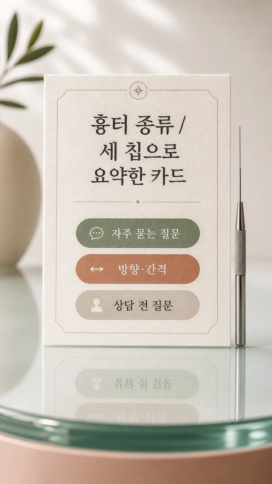 흉터 종류·시점 판단 흐름을 세 칩으로 요약한 카드