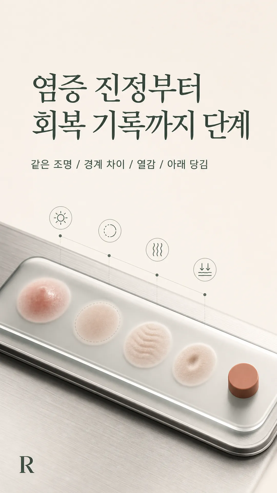 염증 진정부터 회복 기록까지 단계 흐름도