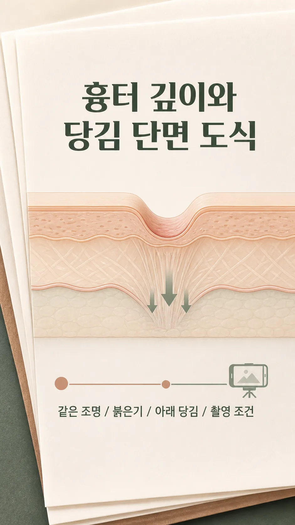 흉터 깊이와 당김 단면 도식