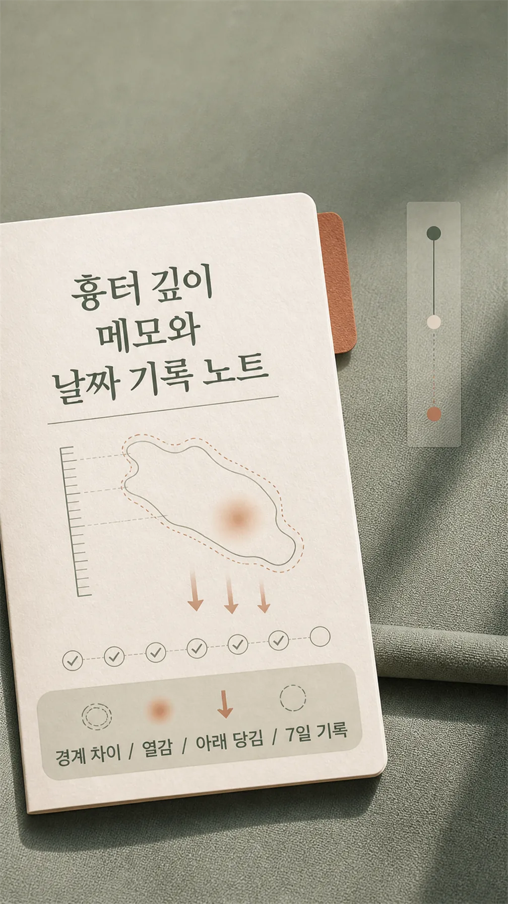 흉터 깊이 메모와 날짜 기록 노트