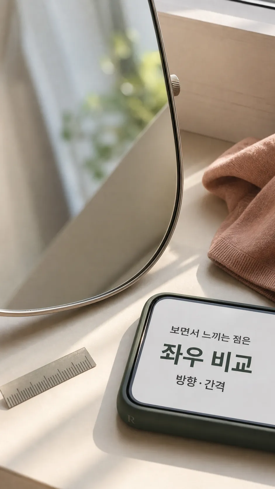 식사 전 턱 움직임을 살피는 손과 식기 장면