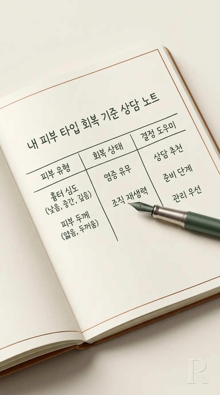 상담 노트 위 만년필 클로즈업