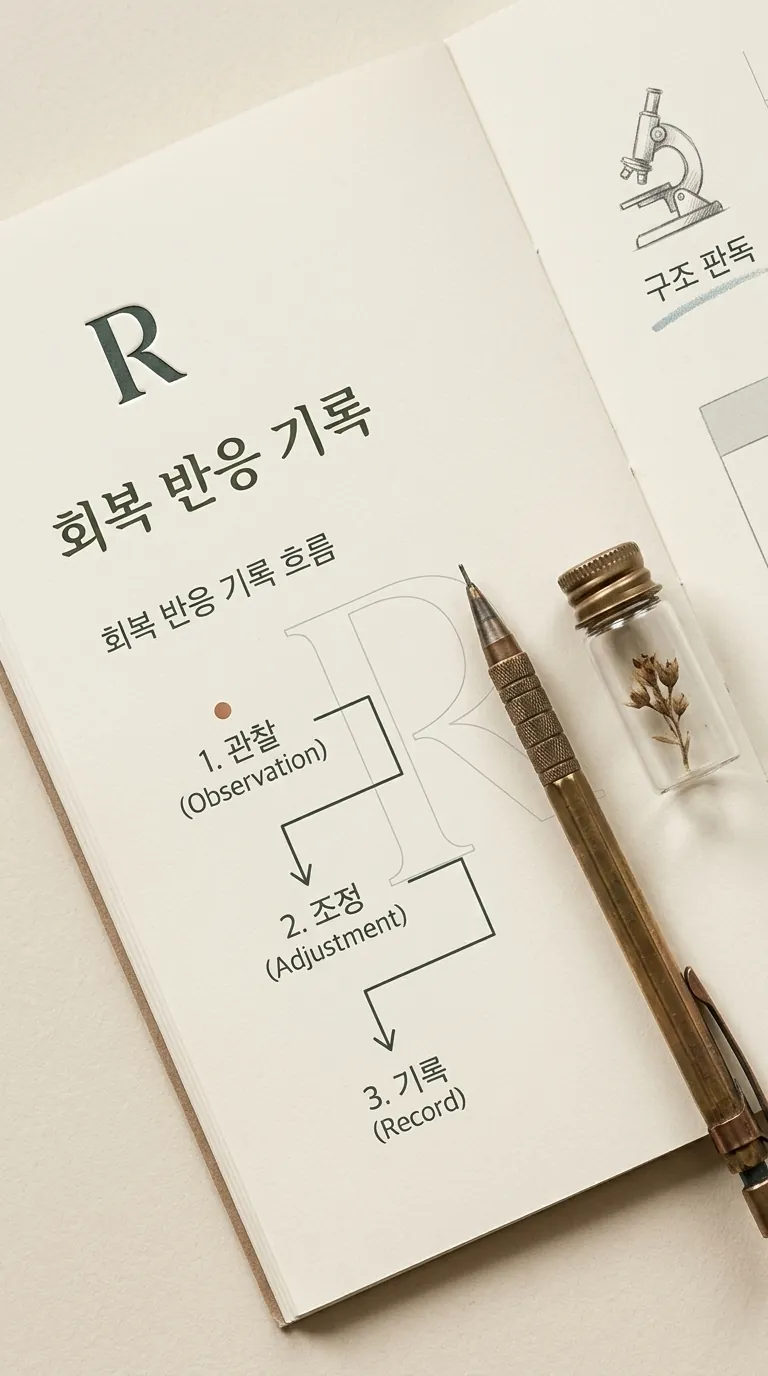회복 반응 기록 흐름 (관찰·조정·기록)