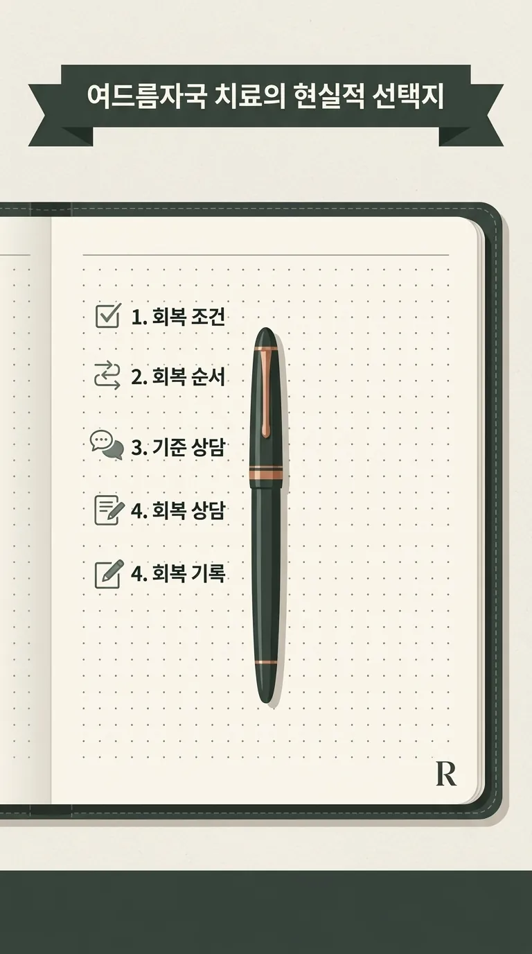 조용한 톤의 만년필과 여백이 많은 메모지