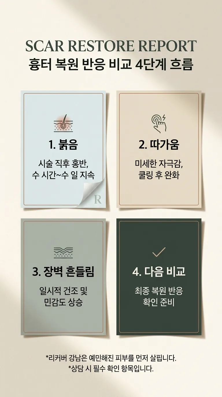 흉터 복원 반응 비교 4단계 흐름