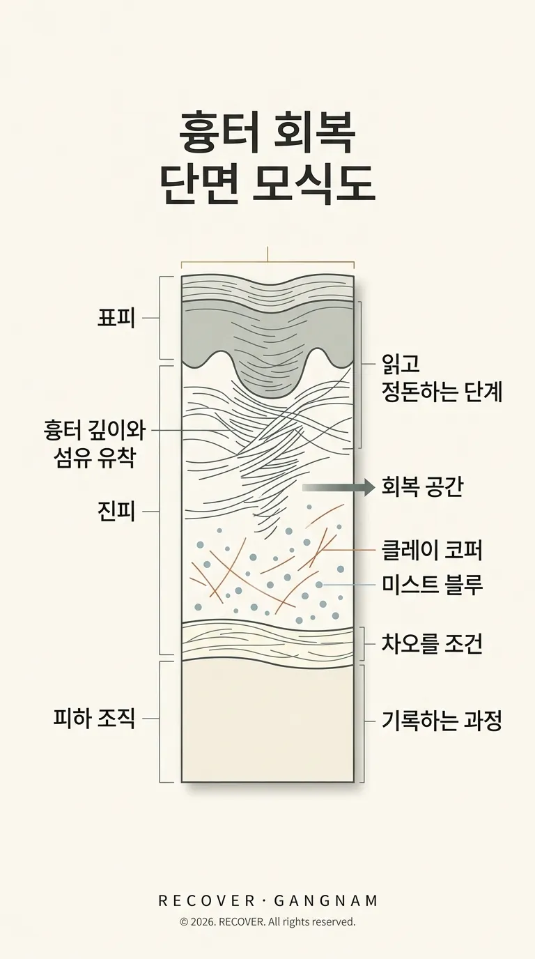 흉터 진피 단면 모식도
