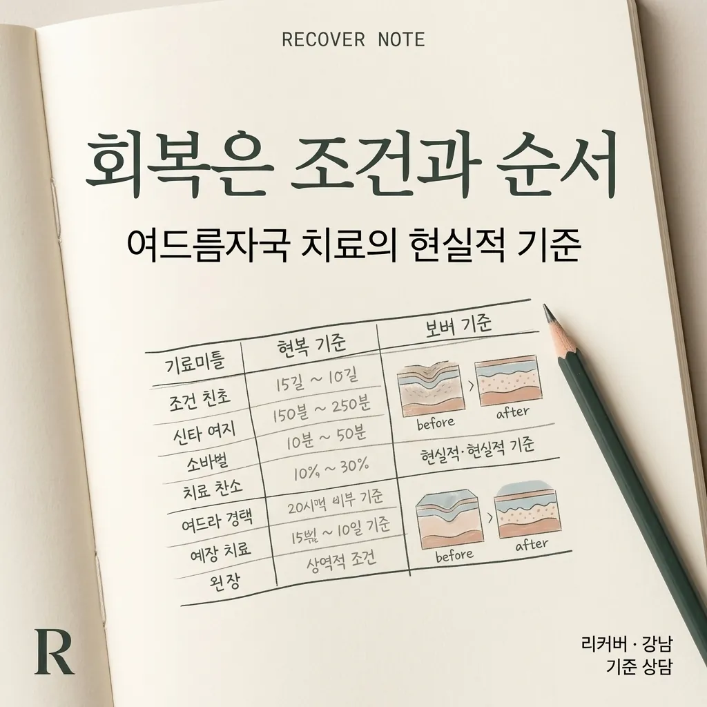RECOVER NOTE 첫 페이지에 적힌 기준점 메모 클로즈업