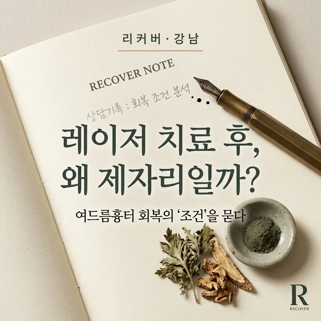 RECOVER NOTE 상담 노트 위 만년필 클로즈업