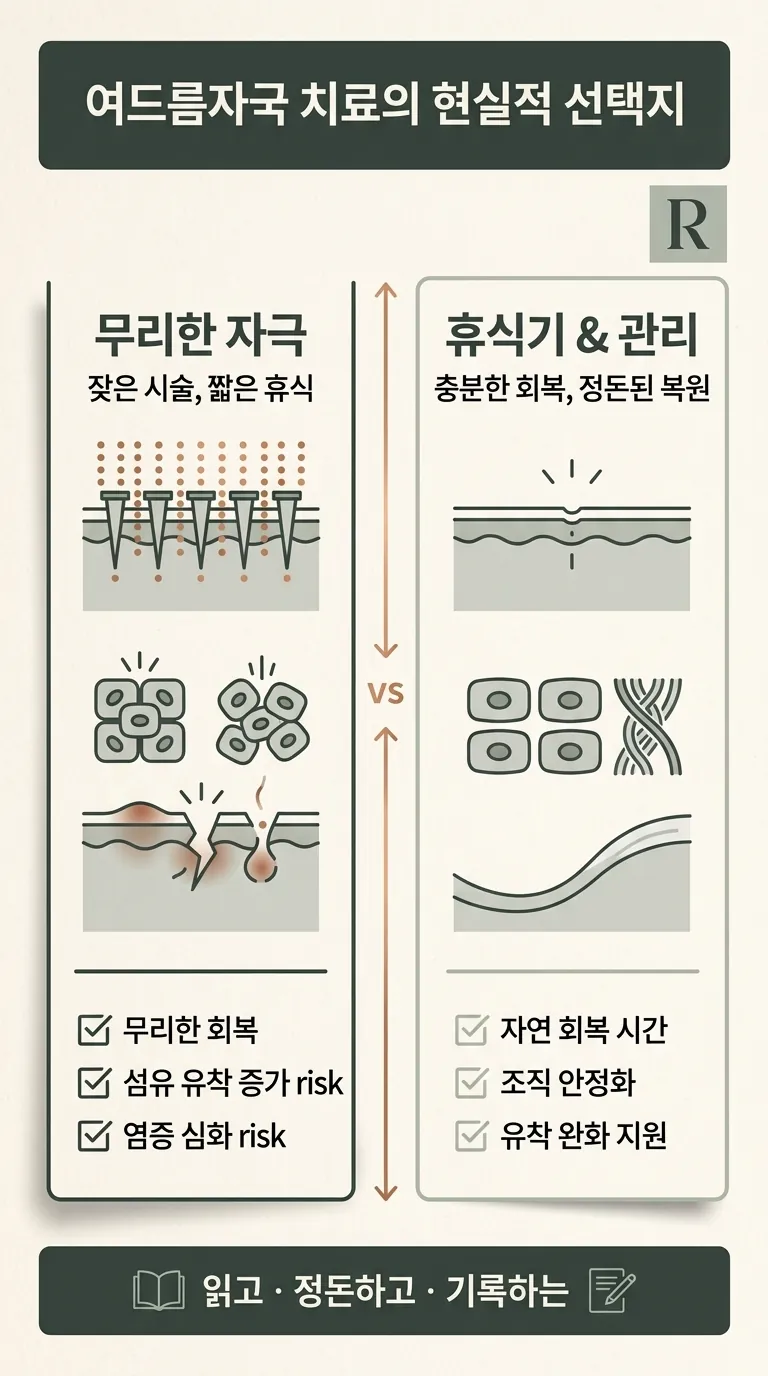 무리한 자극과 휴식기의 차이를 비교한 2분할 컷