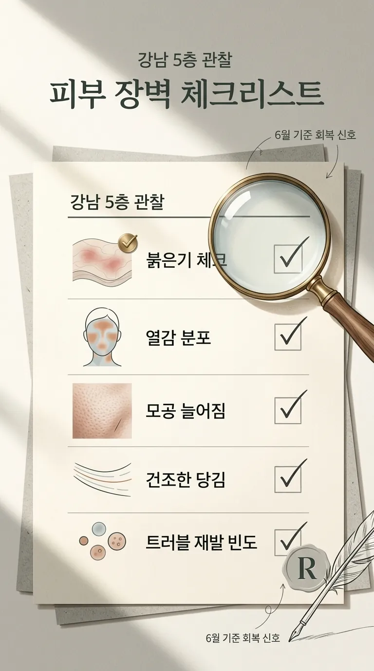 피부 장벽 흔들림을 보여주는 붉은기와 열감 체크리스트