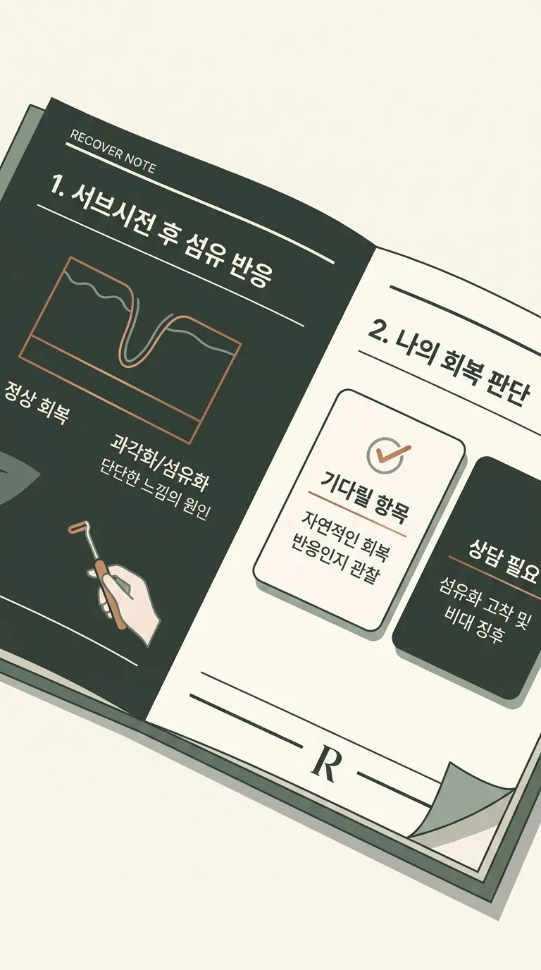 복원 기준표 펼쳐진 상담 데스크