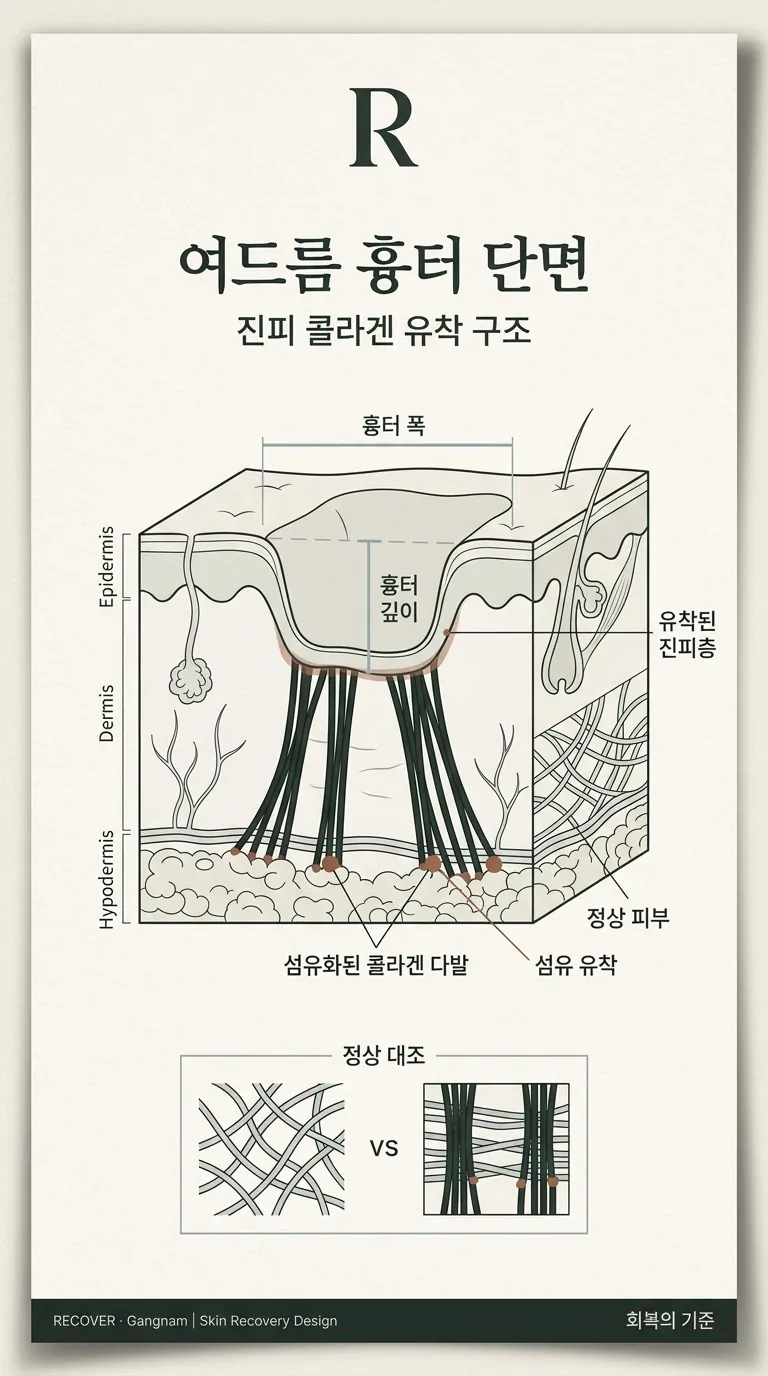 진피 콜라겐 섬유 유착 단면