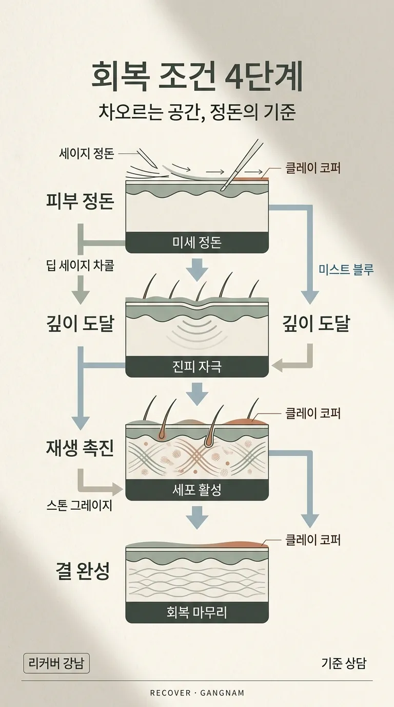 회복 조건 4단계 인포그래픽