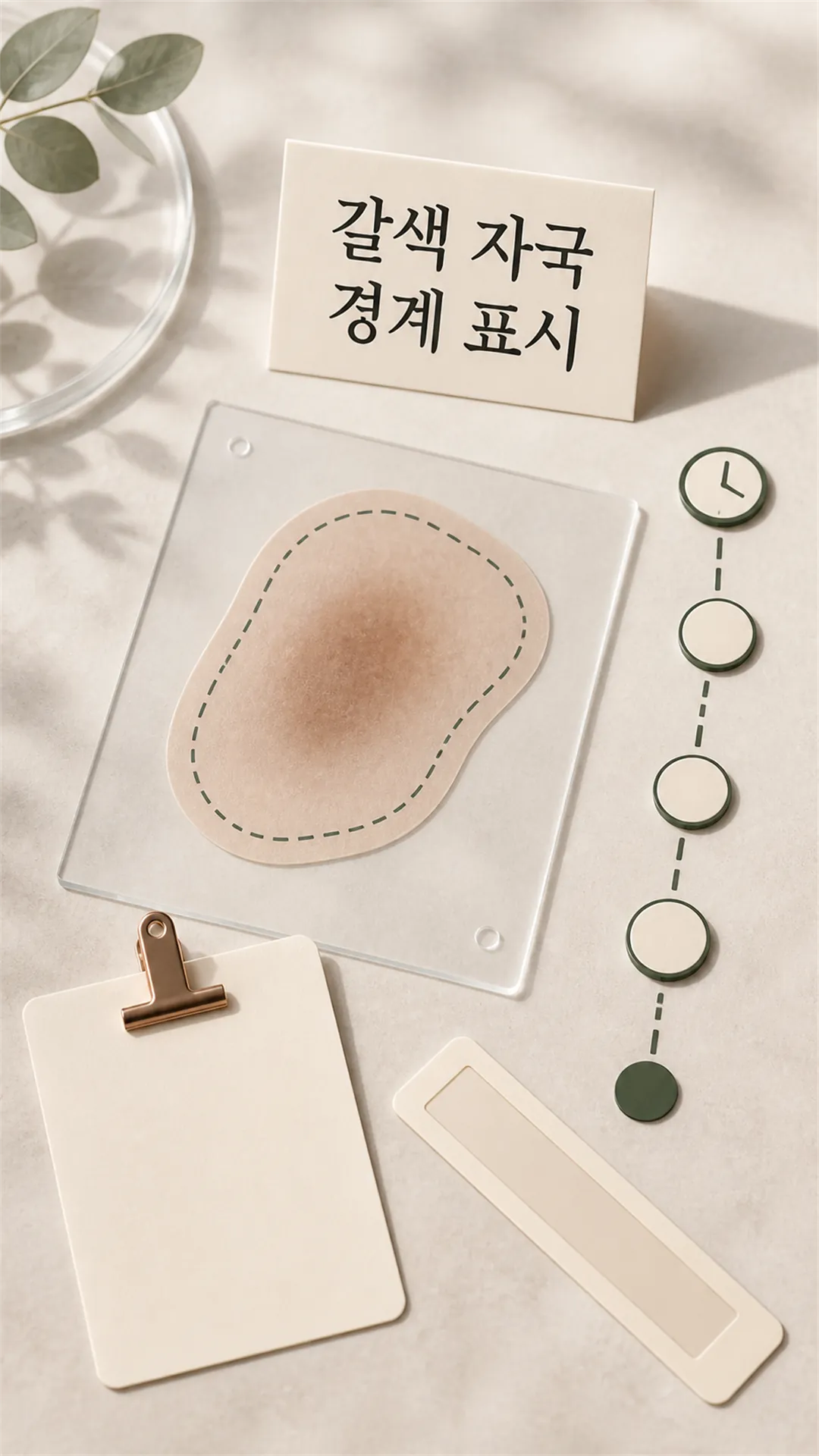 갈색 자국 경계 표시