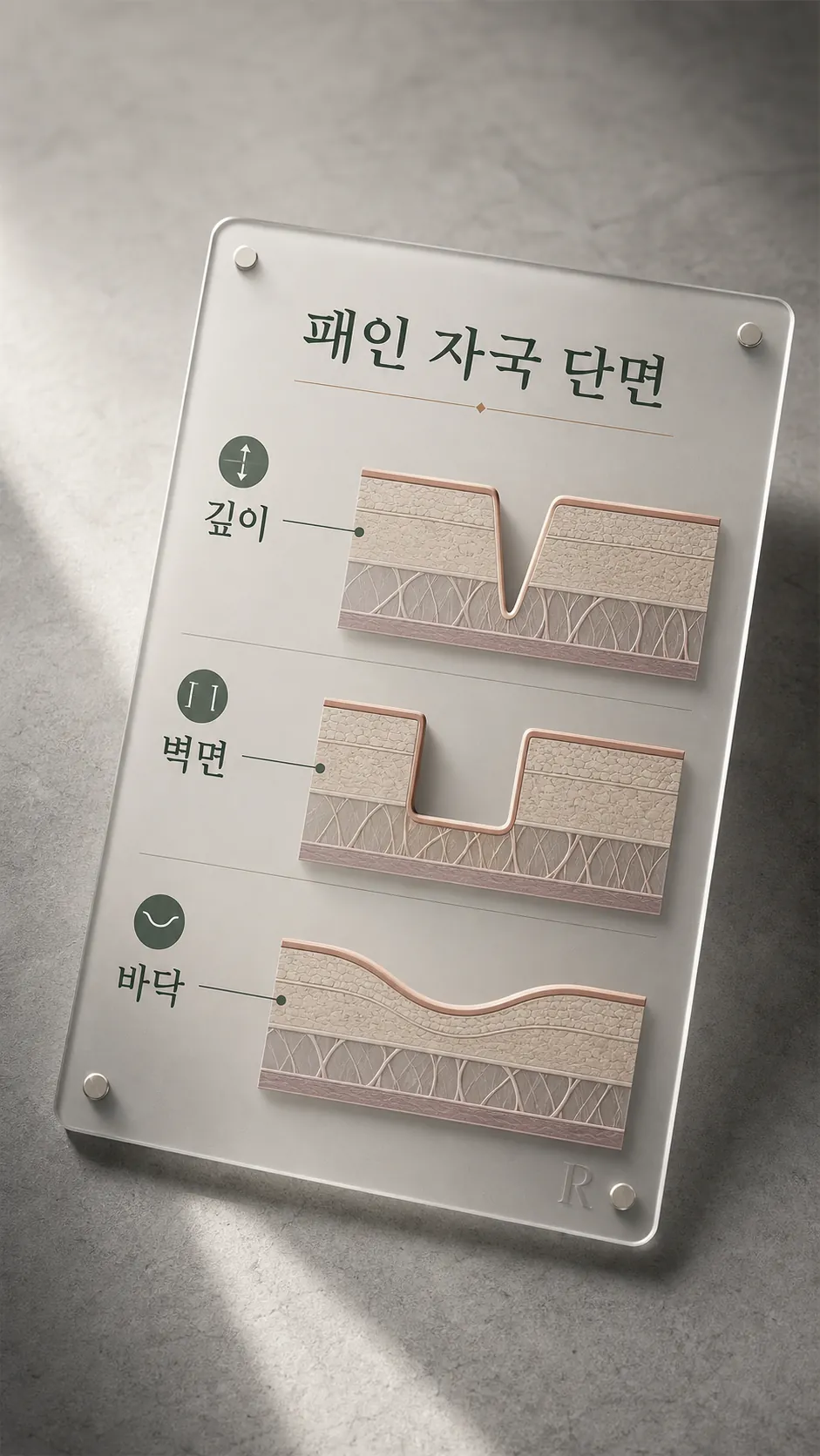 형태별 단면 분류 카드 (깊이·벽면·바닥)
